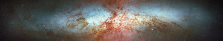 Messier 82, Space, Stars, Suns, Nebula, Hubble Deep Field, ESA, Lights, Galaxy, Triple screen, Multiple display HD Wallpaper Desktop Background