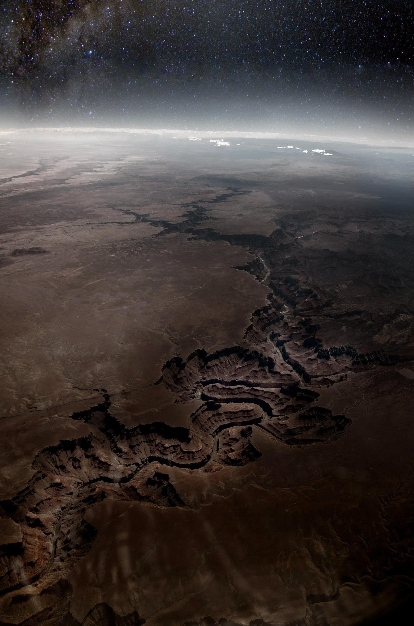 aerial view, Earth, Grand Canyon, USA, Arizona, Canyon, Horizon, Stars, Space Wallpaper