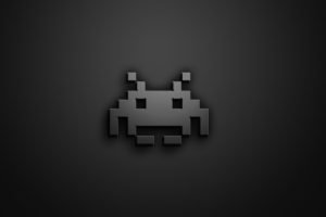 Space Invaders, Retro games, Video games, Monochrome, Simple background, Digital art