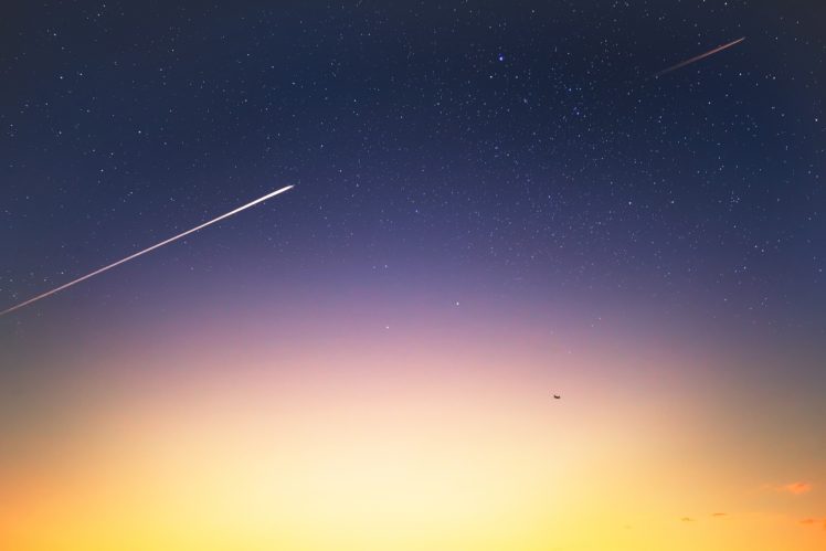 sky, Space, Sunset, Planes, Science fiction, Stars, Night, Space art, Atmosphere HD Wallpaper Desktop Background