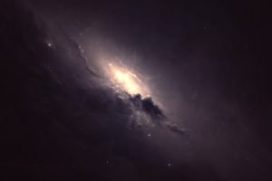 space, Galaxy, Stars, Moon, Nebula