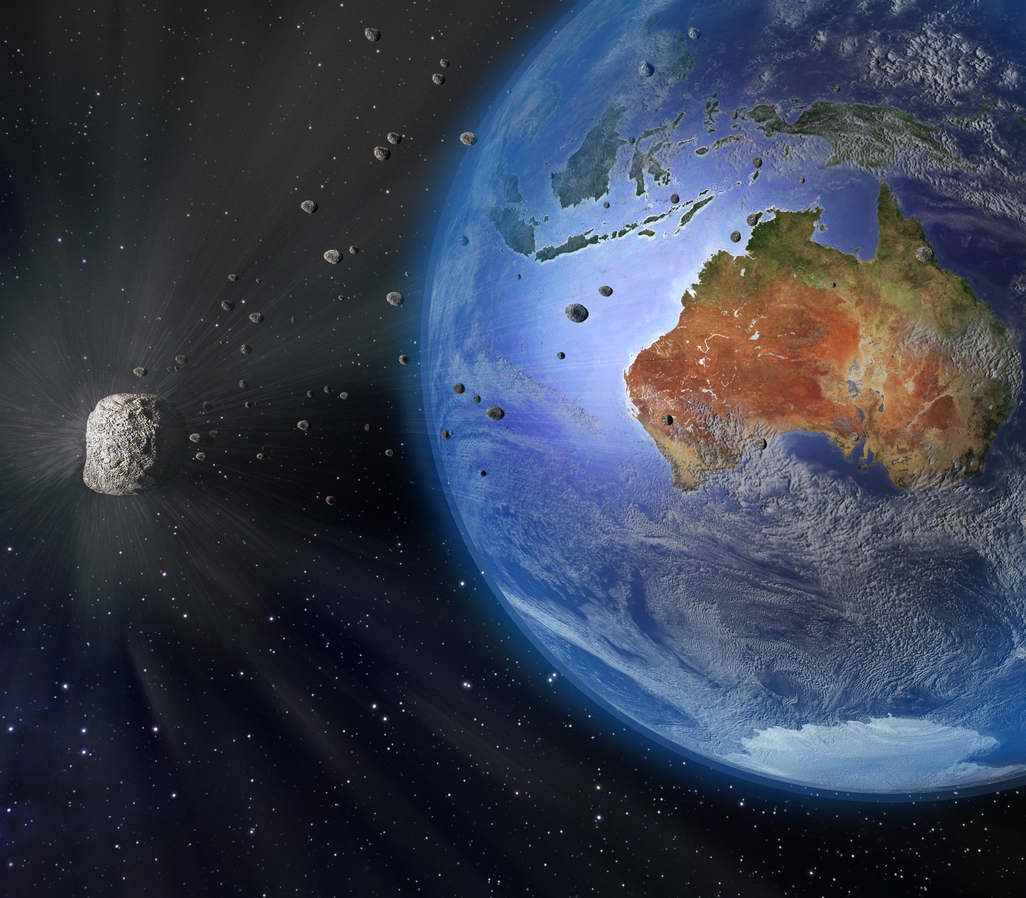 Earth, Digital art, Space art, Space, Australia, Planet, Meteors HD