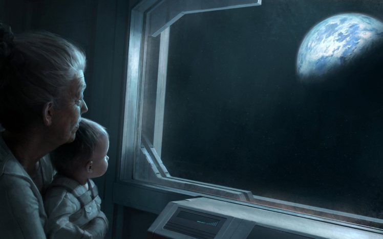baby, Old people, Science fiction, Space HD Wallpaper Desktop Background