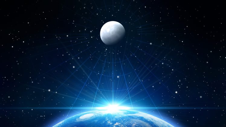space, Moon, Earth, Stars, 3D HD Wallpaper Desktop Background