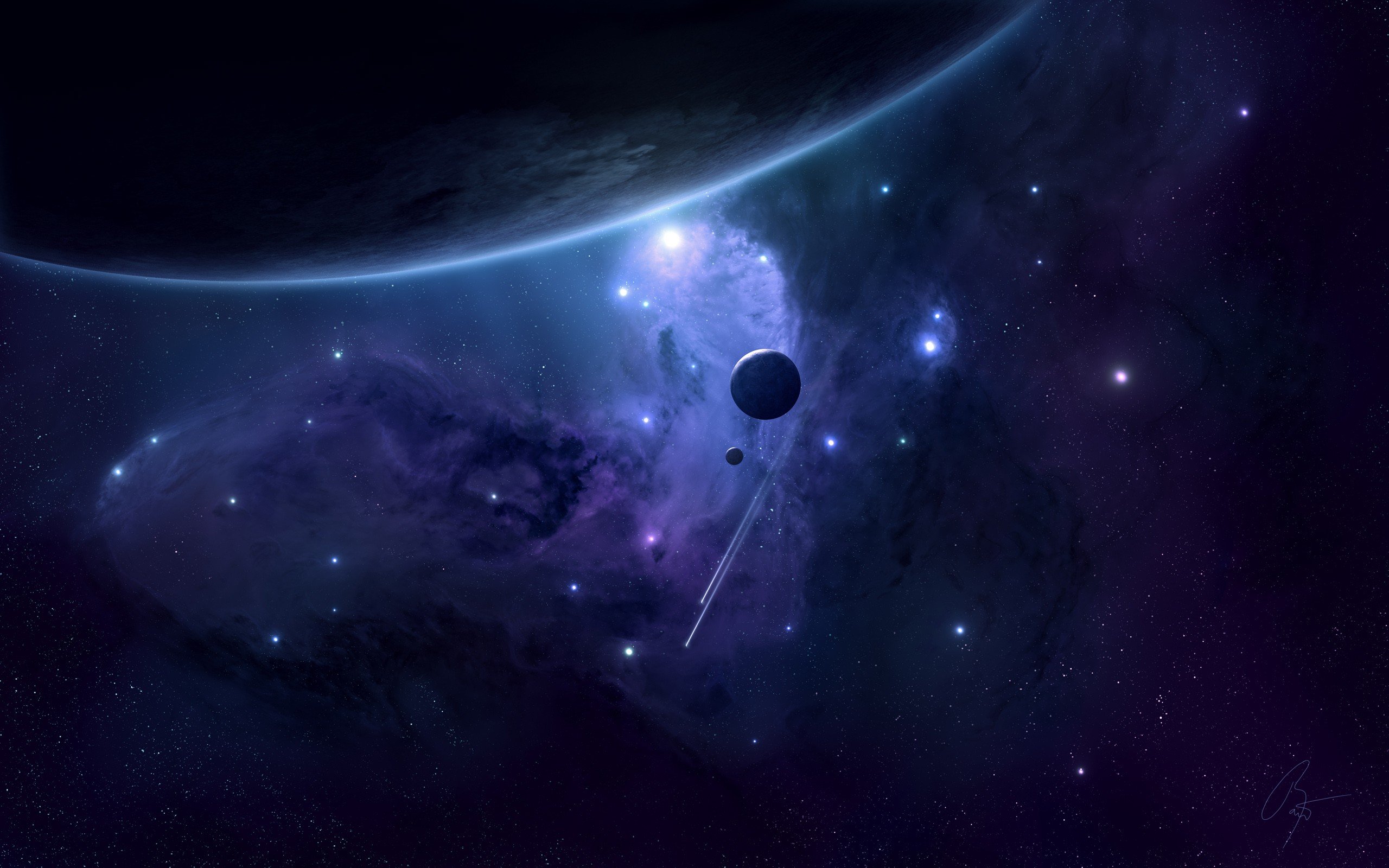 space, Planet, Nebula, Stars Wallpaper