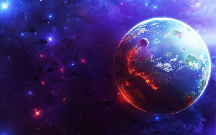 space, Planet, Moon, Stars, Asteroid HD Wallpaper Desktop Background