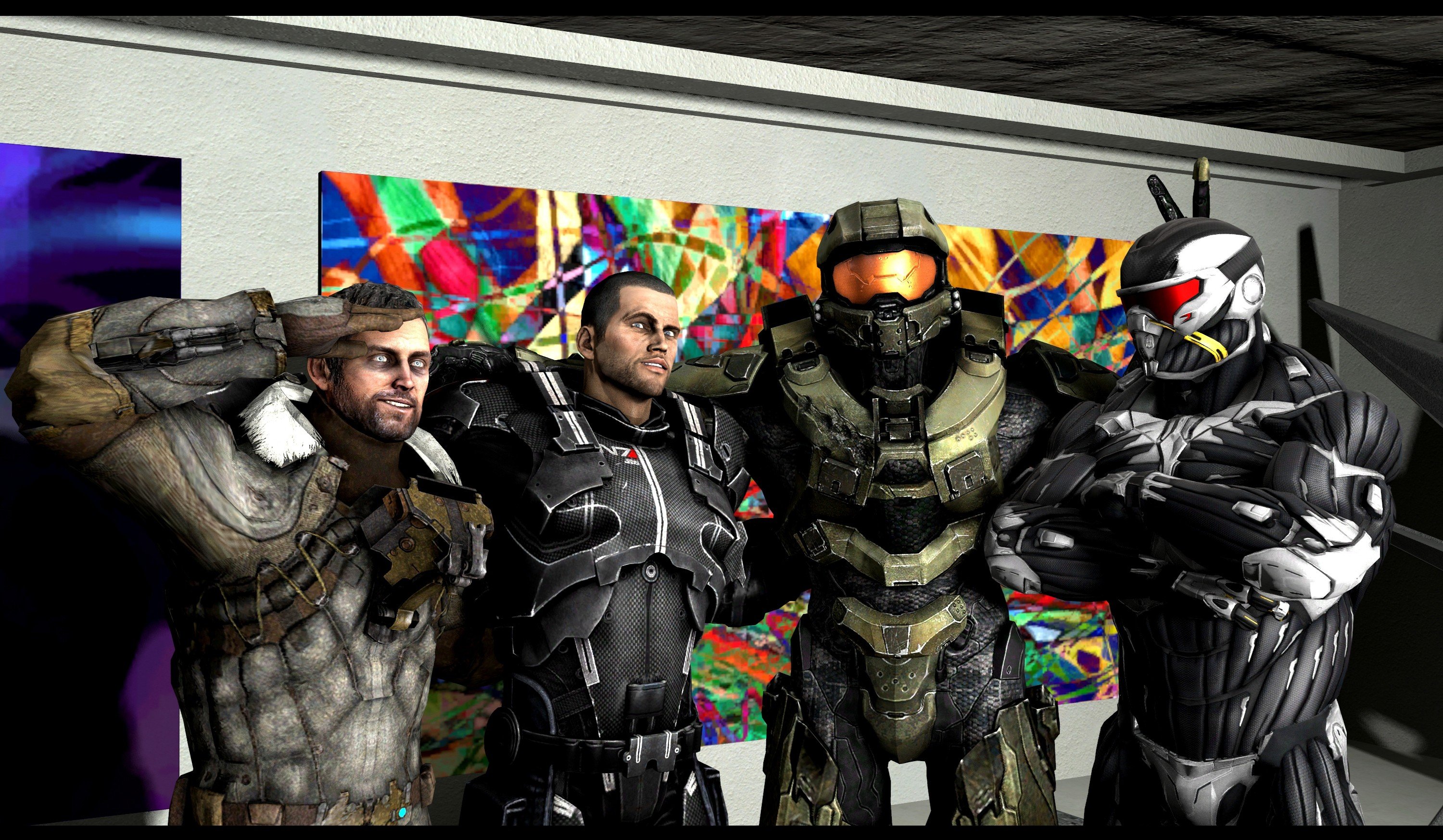 Master Chief, Commander Shepard, Isaac Clarke, Crysis, Dead Space, Mass Effect, Halo, Prophet Wallpaper