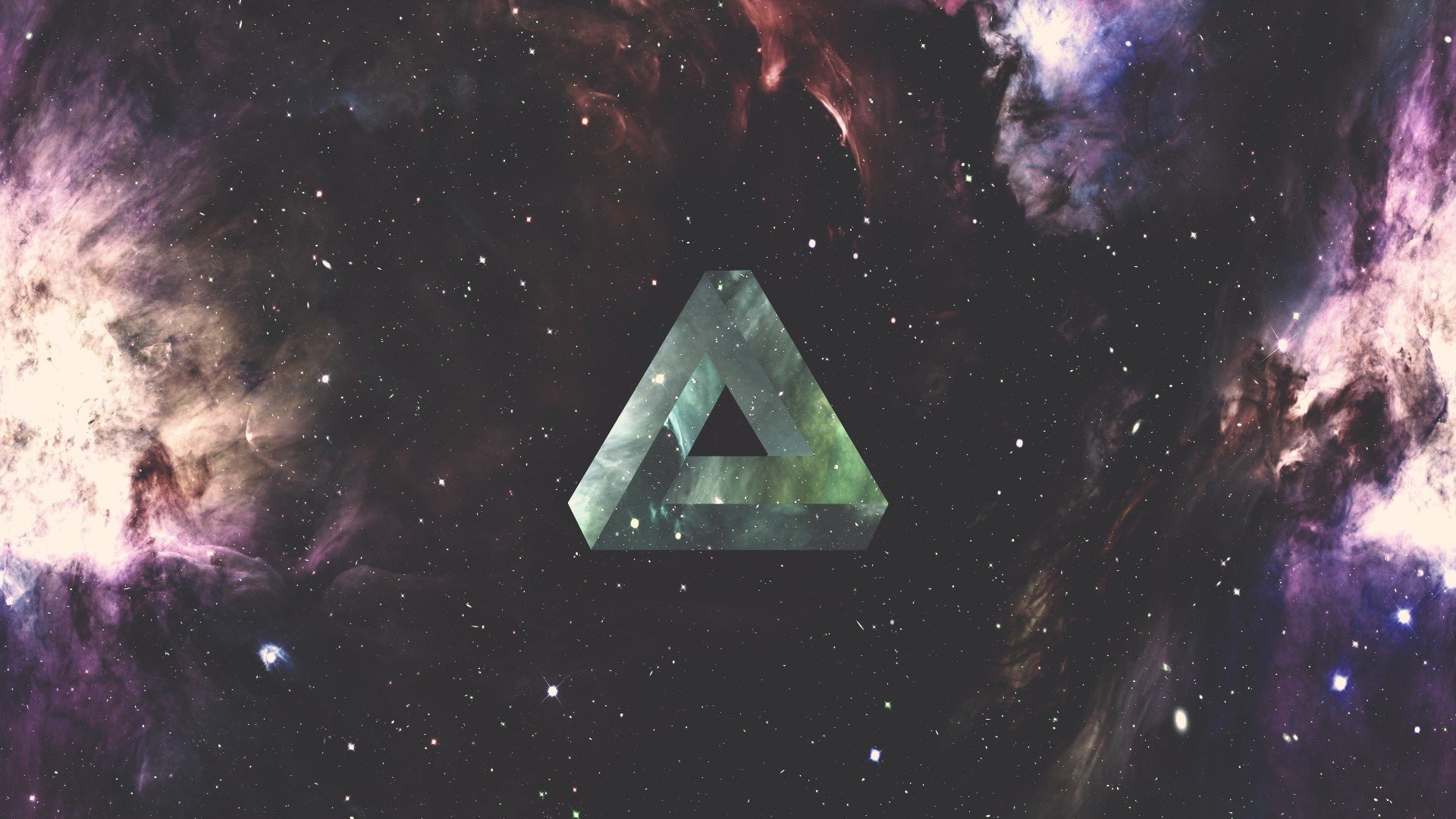 triangle, Geometry, Space, Nebula, Galaxy, Penrose triangle Wallpaper