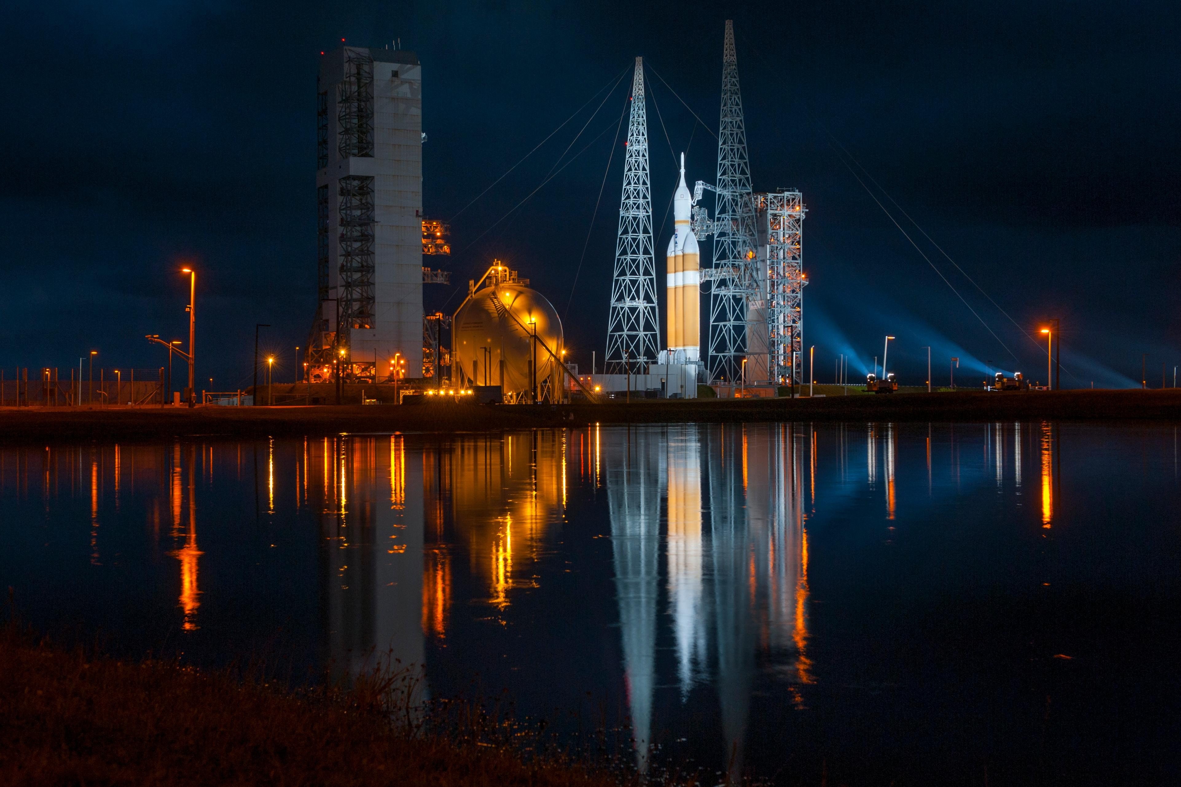 rocket, Launch, Space, Lake, Water, Reflection, NASA Wallpaper