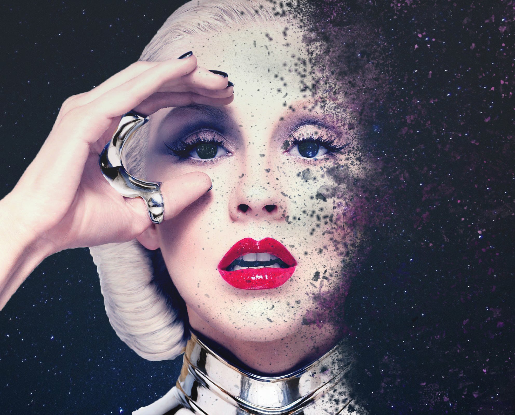 blonde, Platinum blonde, Christina Aguilera, Space Wallpaper