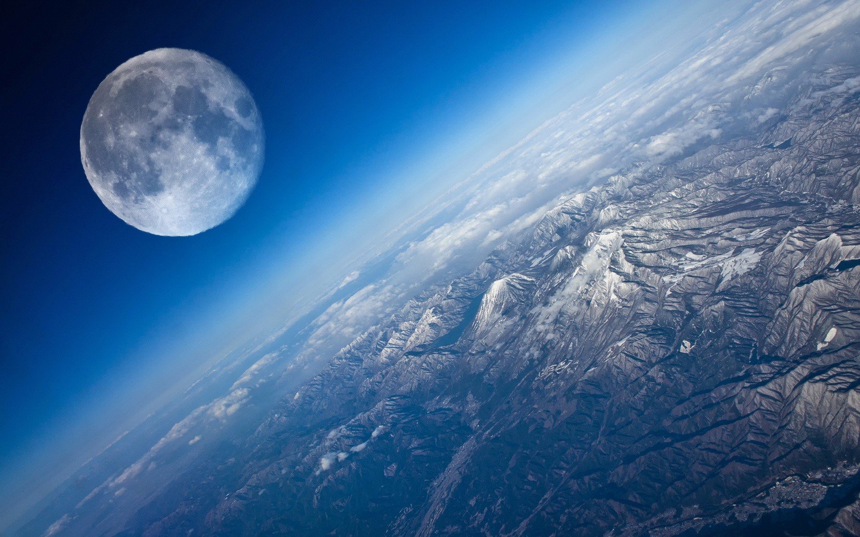 space, Space art, Stars, Planet, Atmosphere, Moon, Mountains Wallpaper