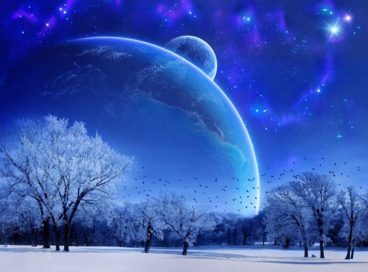 stars, Space, Planet, Galaxy, Snow HD Wallpaper Desktop Background