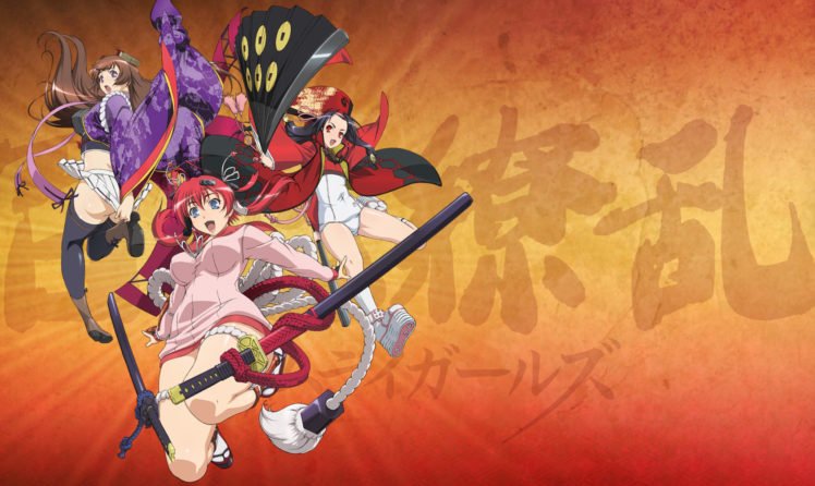 Hyakka Ryouran Samurai Girls, Sanada Yukimura, Yagyuu Juubei, Tokugawa Sen HD Wallpaper Desktop Background