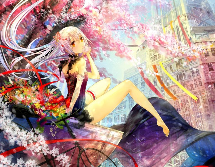flowers, Anime girls, Anime, Original characters HD Wallpaper Desktop Background