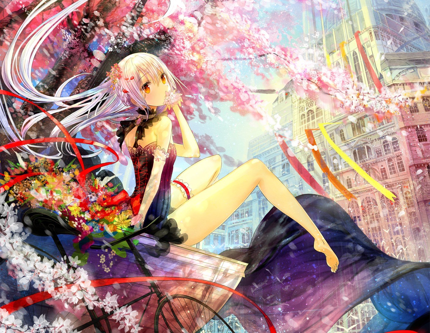 flowers, Anime girls, Anime, Original characters Wallpaper
