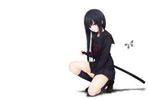 school uniform, Anime girls, Simple background, Coffee Kizoku, Original characters