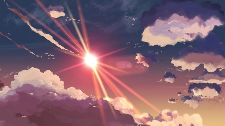 sky, Makoto Shinkai, Clouds, Sun rays