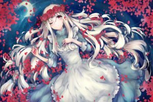 rose, Anime girls, White dress