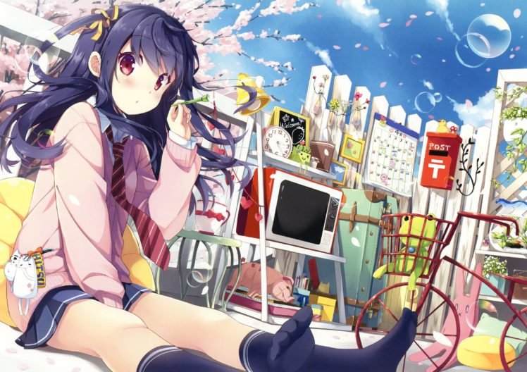 anime girls, Original characters, School uniform HD Wallpaper Desktop Background