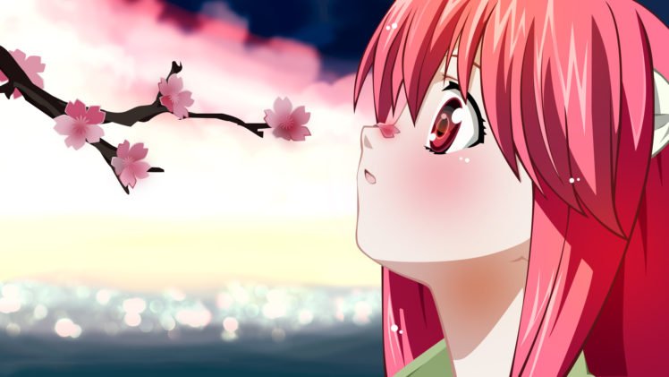 Elfen Lied, Anime, Lucy, Anime girls, Cherry blossom, Pink hair HD Wallpaper Desktop Background