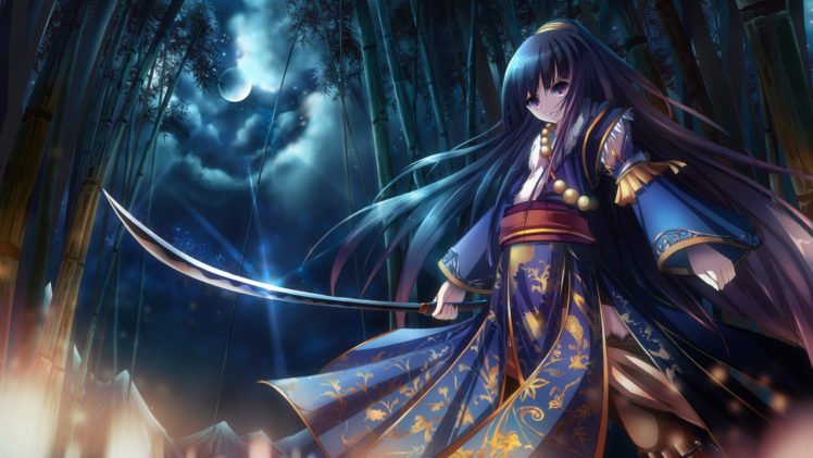traditional clothing, Katana, Original characters HD Wallpaper Desktop Background