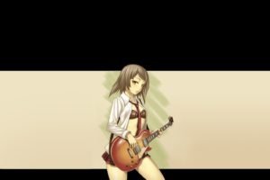 anime girls, Guitar, Tie