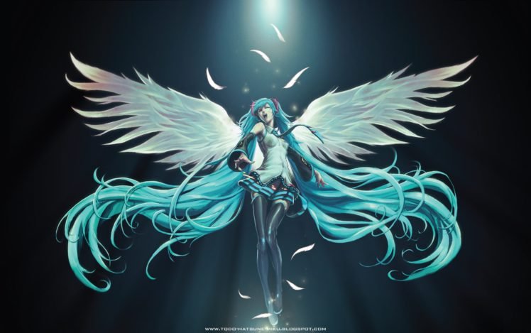 Hatsune Miku, Vocaloid, Wings HD Wallpaper Desktop Background