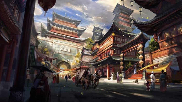 Chinese architecture, Artwork, Asian HD Wallpaper Desktop Background