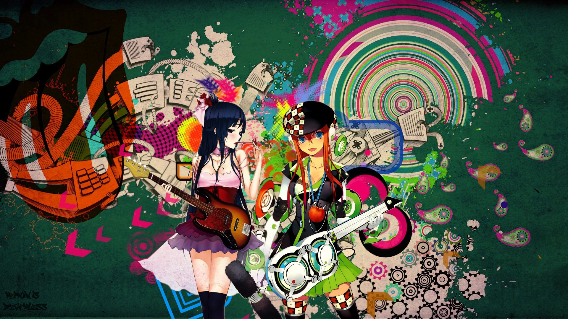 colorful, Snyp, K ON!, Akiyama Mio, Original characters Wallpaper