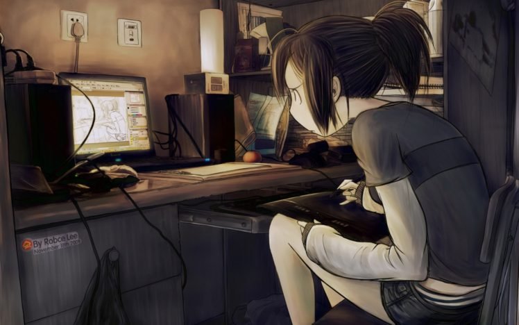 digital art, Anime girls HD Wallpaper Desktop Background