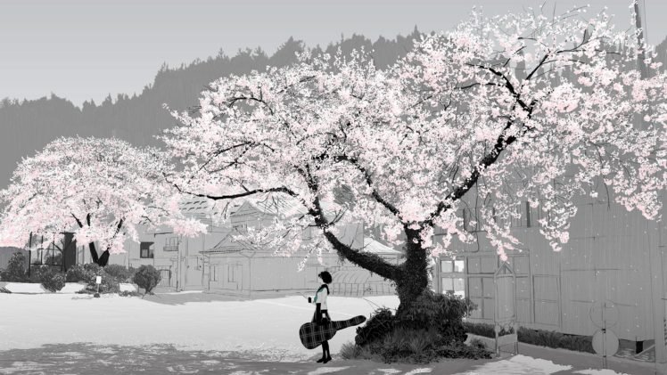 anime, Anime girls, Cherry blossom HD Wallpaper Desktop Background