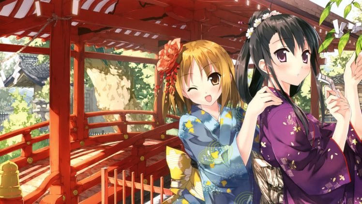 anime girls, Anime, Kantoku, Original characters, Kimono, Traditional clothing HD Wallpaper Desktop Background