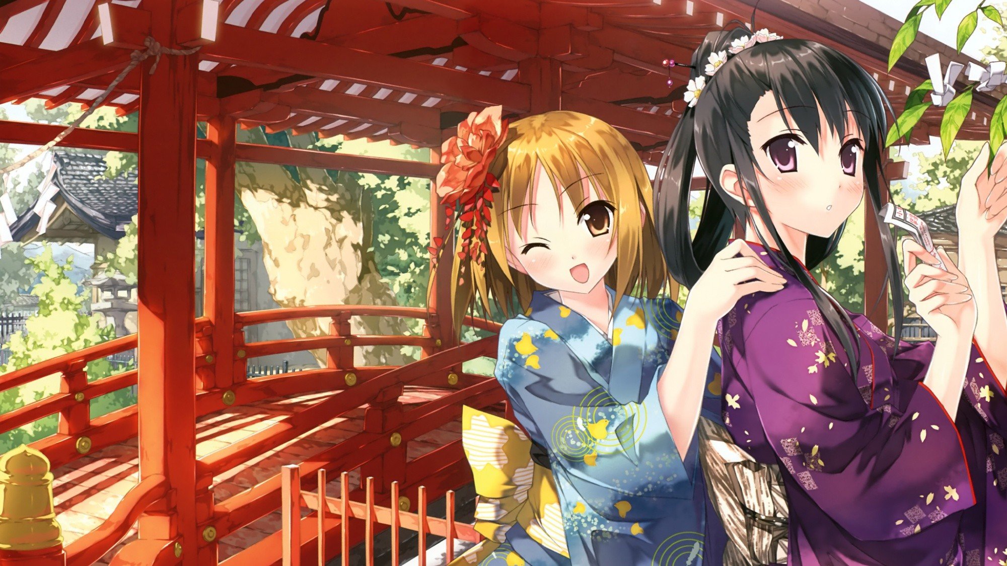 anime girls, Anime, Kantoku, Original characters, Kimono, Traditional clothing Wallpaper