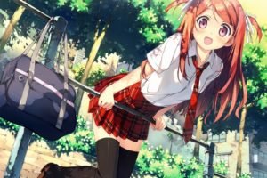 anime, Anime girls, Kantoku, Thigh highs, School uniform
