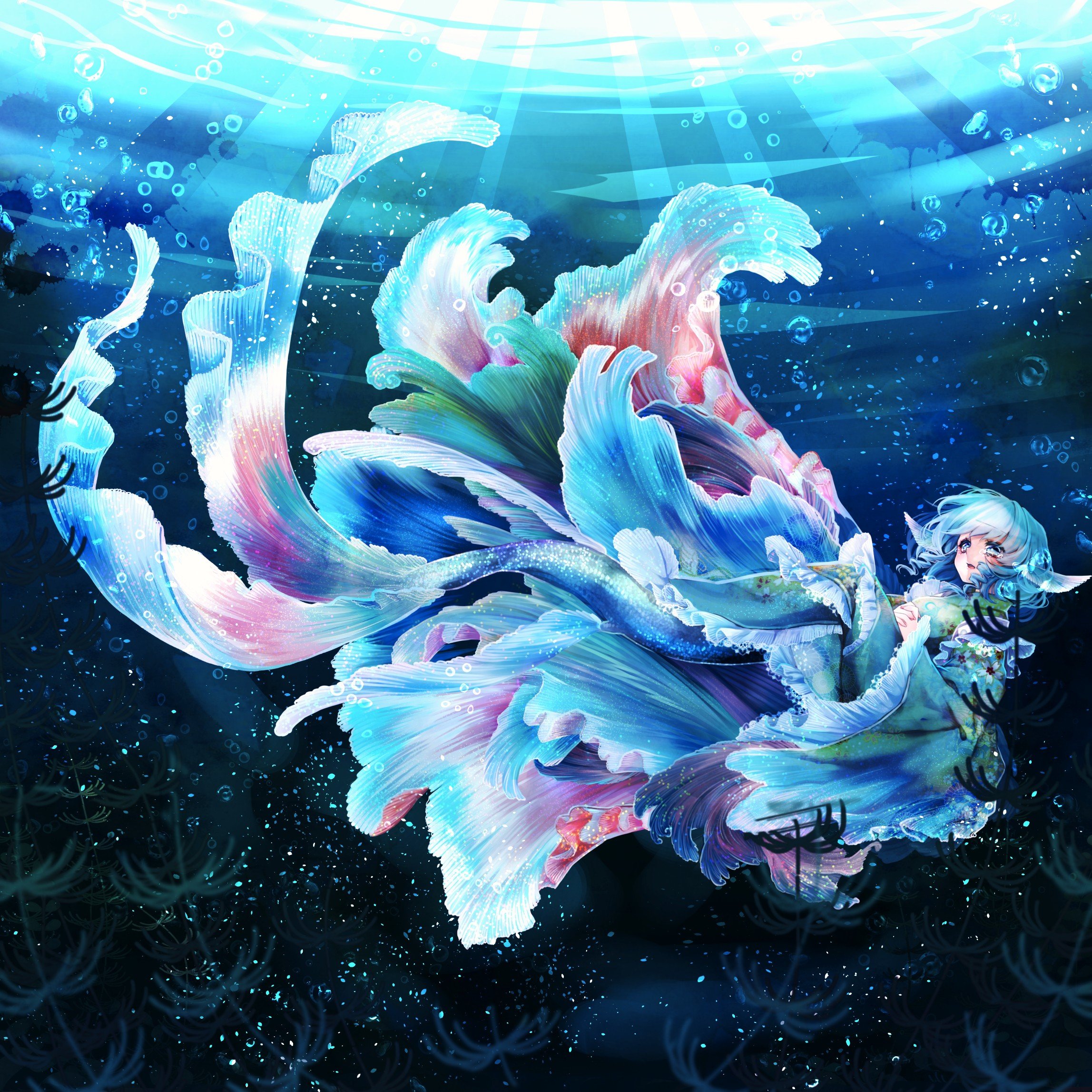 anime, Anime girls, Touhou, Wakasagihime, Water Wallpaper