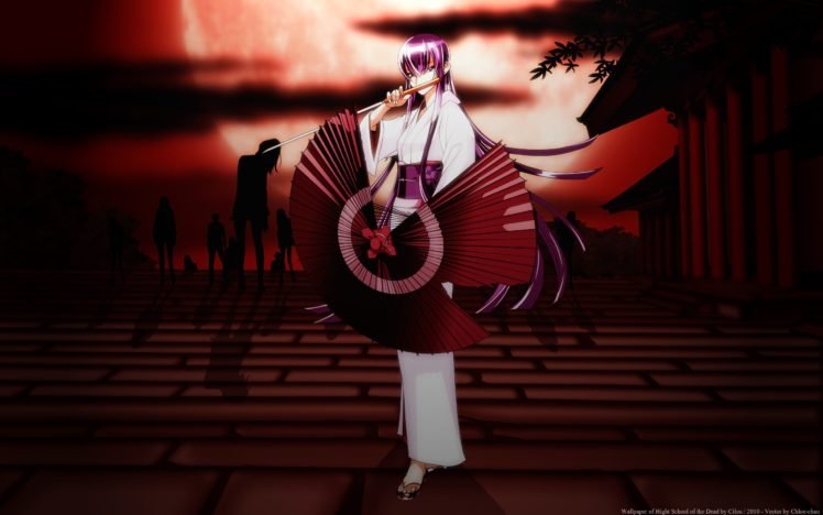 Busujima Saeko, Highschool of the Dead, Traditional clothing, Kimono HD Wallpaper Desktop Background