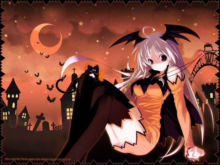 anime girls, Halloween HD Wallpaper Desktop Background