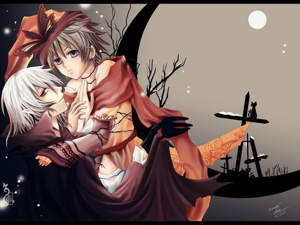 anime girls, Halloween, Yaoi Wallpaper