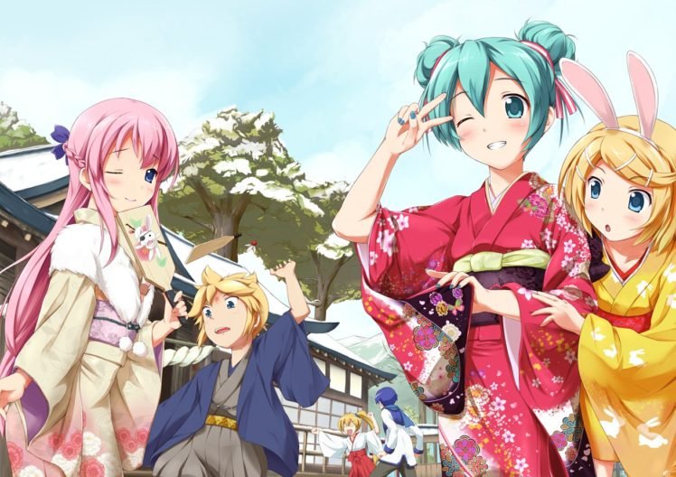 Vocaloid, Megurine Luka, Hatsune Miku, Kagamine Len, Kagamine Rin, Kaito, Akita Neru HD Wallpaper Desktop Background