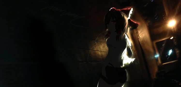 Touhou, Anime girls, Hakurei Reimu, Mivit, Red eyes, Brunette HD Wallpaper Desktop Background