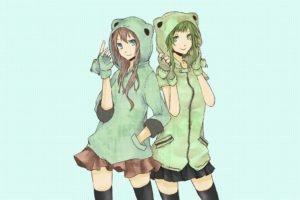 anime girls, Vocaloid, Megpoid Gumi, Megurine Luka, Green