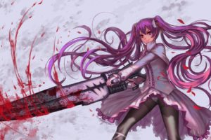 pink hair, Weapon, Akame ga Kill!, Anime, Mine (Akame ga Kill), Petals