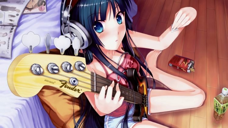 K ON!, Anime girls, Anime, Akiyama Mio, Bass guitars, Music HD Wallpaper Desktop Background