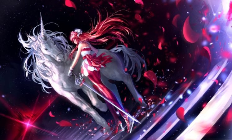 anime girls, Anime, Unicorns, Pretty Rhythm: Rainbow Live, Renjouji Bell, Flower petals HD Wallpaper Desktop Background
