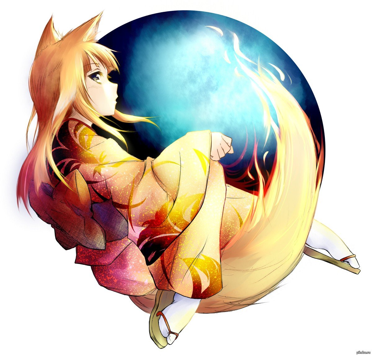 Mozilla Firefox, Anime girls, Traditional clothing, Kimono Wallpaper