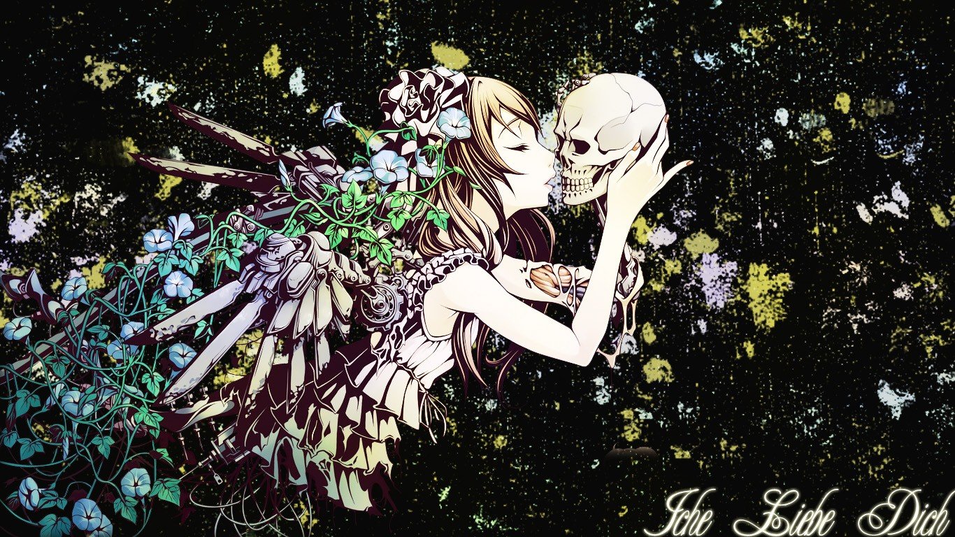Skull Butterfly pretty dress white hair bonito sweet anime beauty anime  girl HD wallpaper  Peakpx
