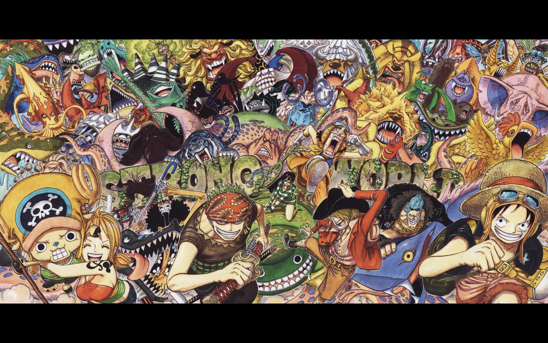 One Piece, Monkey D. Luffy, Sanji, Roronoa Zoro, Usopp, Franky, Nami, Tony Tony Chopper, Brook, Seakings, Nico Robin Wallpaper