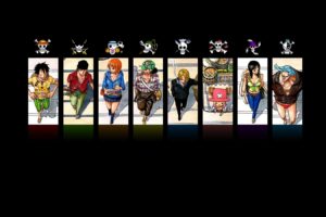 One Piece, Monkey D. Luffy, Roronoa Zoro, Nami, Usopp, Sanji, Tony Tony Chopper, Nico Robin, Jolly Roger, Anime