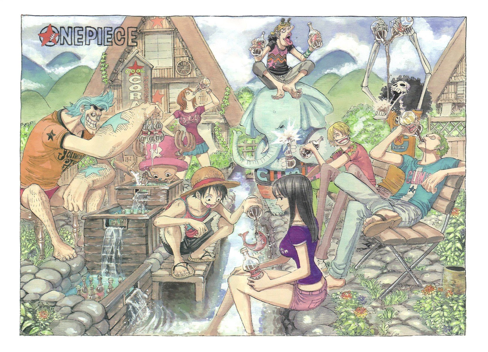 One Piece, Monkey D. Luffy, Nico Robin, Roronoa Zoro, Sanji, Brook, Usopp, Nami, Tony Tony Chopper, Franky Wallpaper