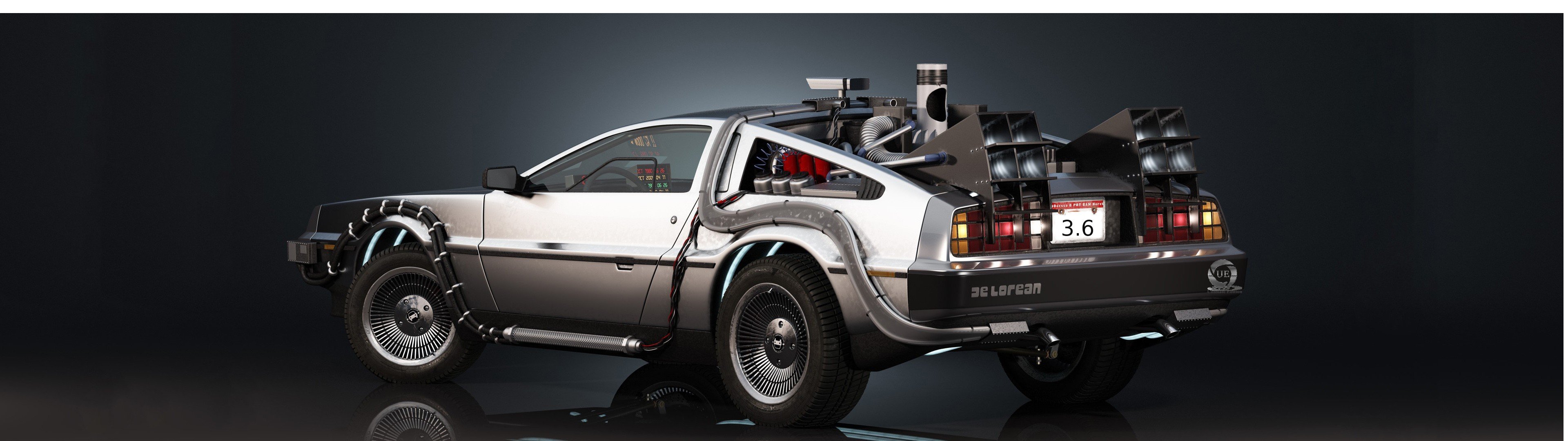 DMC DeLorean, DeLorean, Back to the Future, Car, Dual monitors, Multiple display Wallpaper